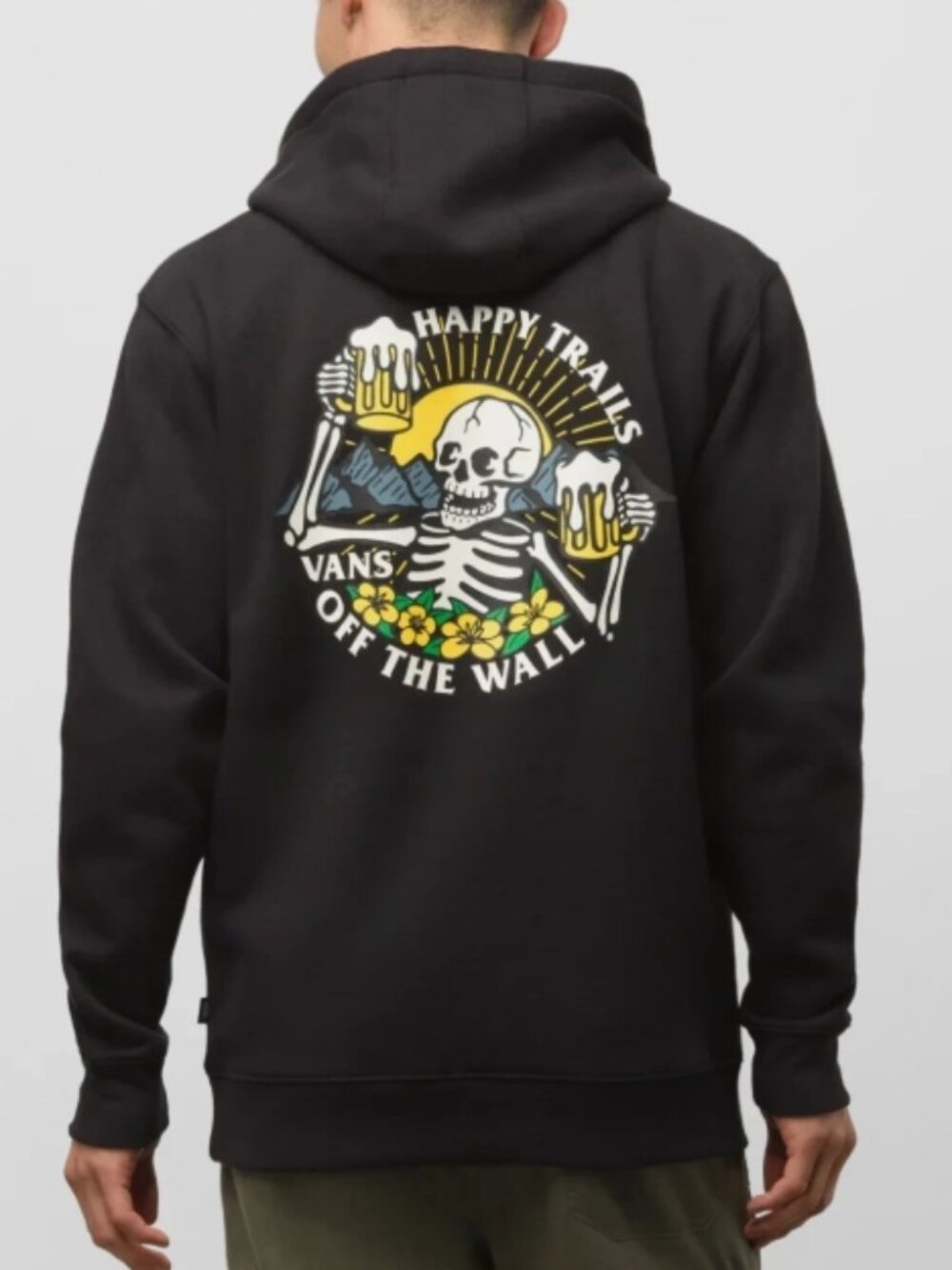 Vans HAPPY TRAILS SKULL Men's Pullover Hoodie (Black) Size Small